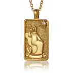22 Style Classic Tarot Card Pendant Necklace Double Sided Zircon Tarot Necklace Major Arcana Empress Sun Star Sign