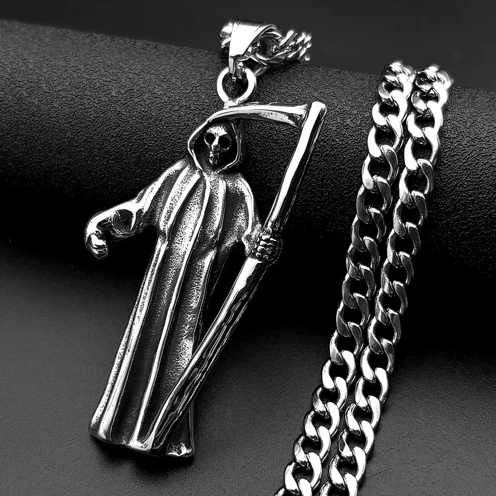 Santa Muerte Stainless Steel Pendant Necklace