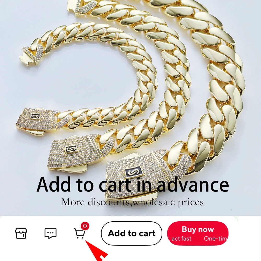 Cuban Chain Gold Iced Out 12/15/20MM Necklace