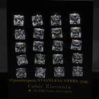 LUXUKISSKIDS Brilliant Square Stud Earrings 10pairs/Lot Novel Clearly Large 3A Cubic Zirconia Stainless Steel Wholesale