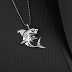 New Creative Fashionable Domineering Little Shark Pendant Necklace Punk Hip Hop Men Accessories Nightclub Jewelry
