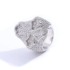 Iced Out Round & T-Shaped Cuban Cross Ring — Copper Alloy