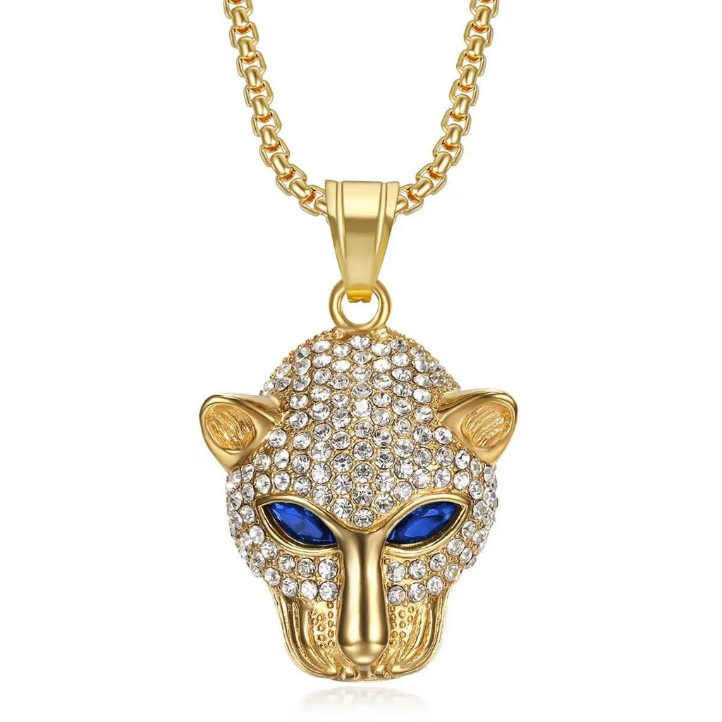 Vintage Leopard Head Pendant Necklace — Stainless Steel