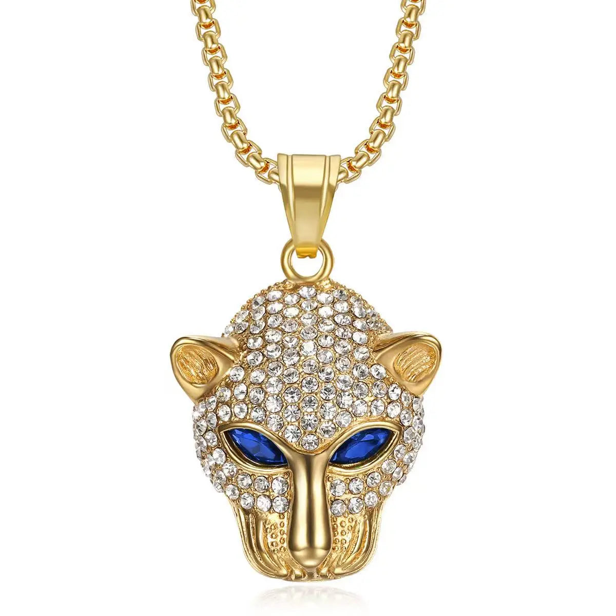 Vintage Leopard Head Pendant Necklace — Stainless Steel