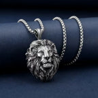 Vintage Lion Head Pendant Necklace — Stainless Steel