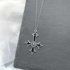 Y2k Black Series Cross And Bat Pendants Unisex Necklace Stainless Steel Chain Jewelry for Men And Women