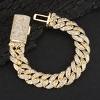 Chunky Iced Out Cuban Link Bracelet — 12mm Chain