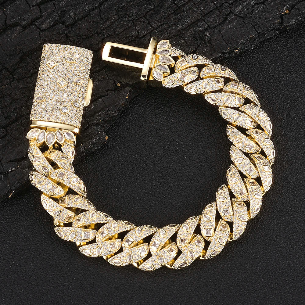 Chunky Iced Out Cuban Link Bracelet — 12mm Chain