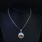 HHIOK Customized Necklaces Circle Chain Picture Personalized Diamond Memory Pendant with Photo Wing Design Gift for Men