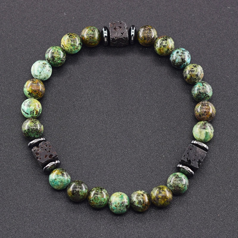 Retro Black Block Volcanic Bracelets Men Women Frosted Onyx Lava Beads Jewelry Yoga Meditation Birthday Gift Wholesales