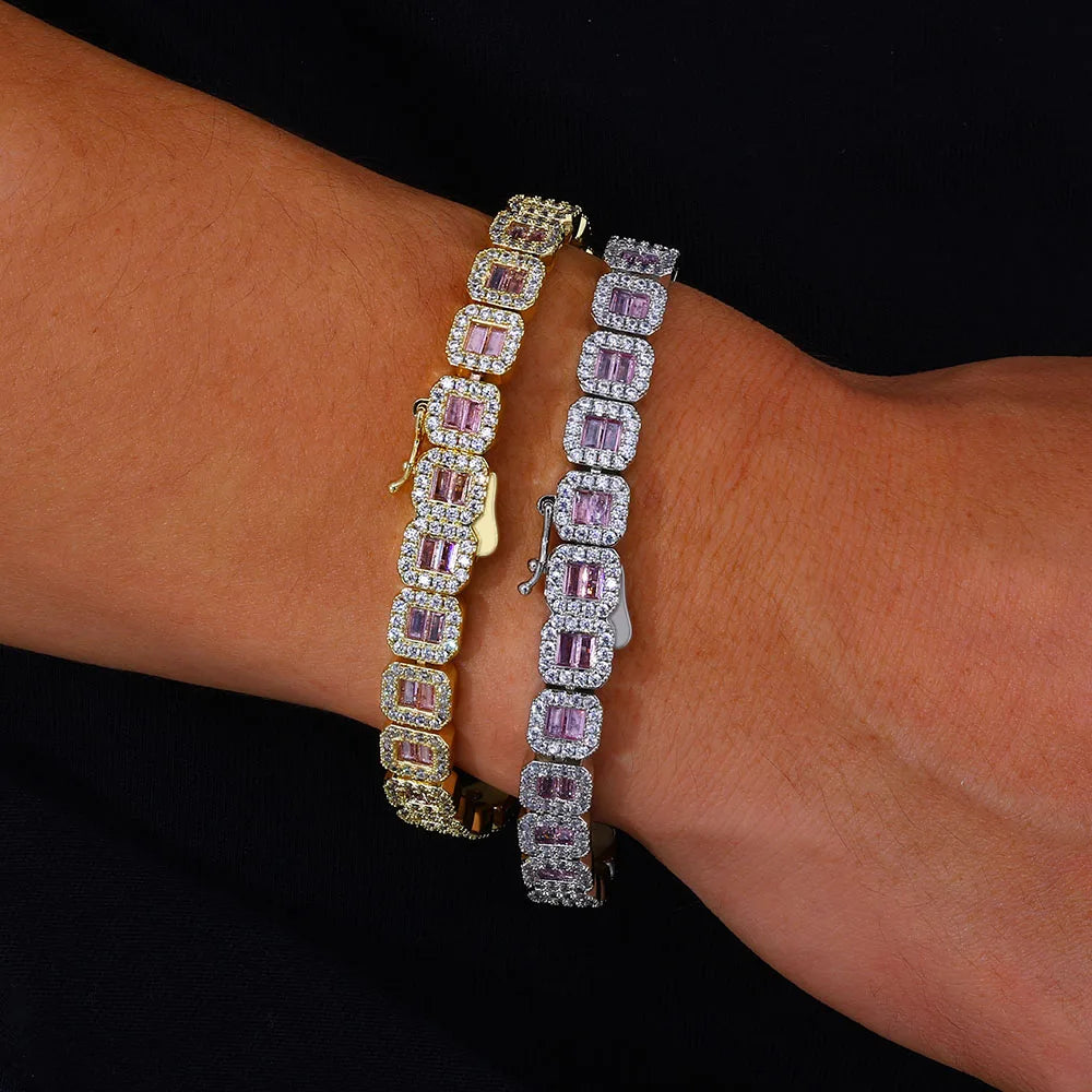 Gold Baguette Tennis Bracelet 8MM Iced Out