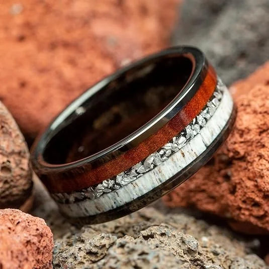 Red Personalized Couple Tungsten Carbide Ring with Spider Pattern Dome Edge,Comfortable Fit, Fashionable Daily Item,Wedding Ring