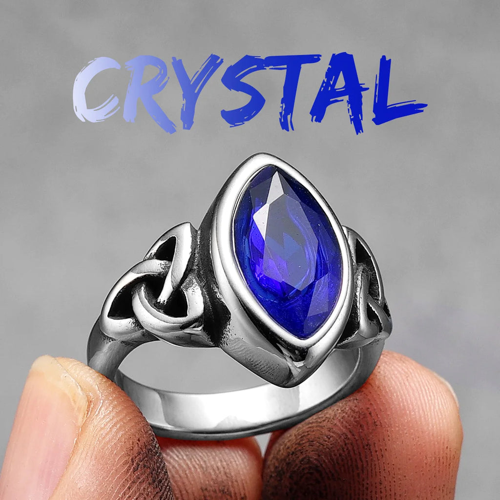 Celtic Knot Gemstone Ring — Stainless Steel