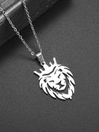 Lion Pendant Necklace — Stainless Steel