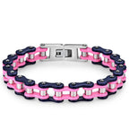 10MM Wide Men's Motorcycle Chain Bracelet Blue Stainless Steel Bicycle Link Design Man Bracelets for Men HipHop