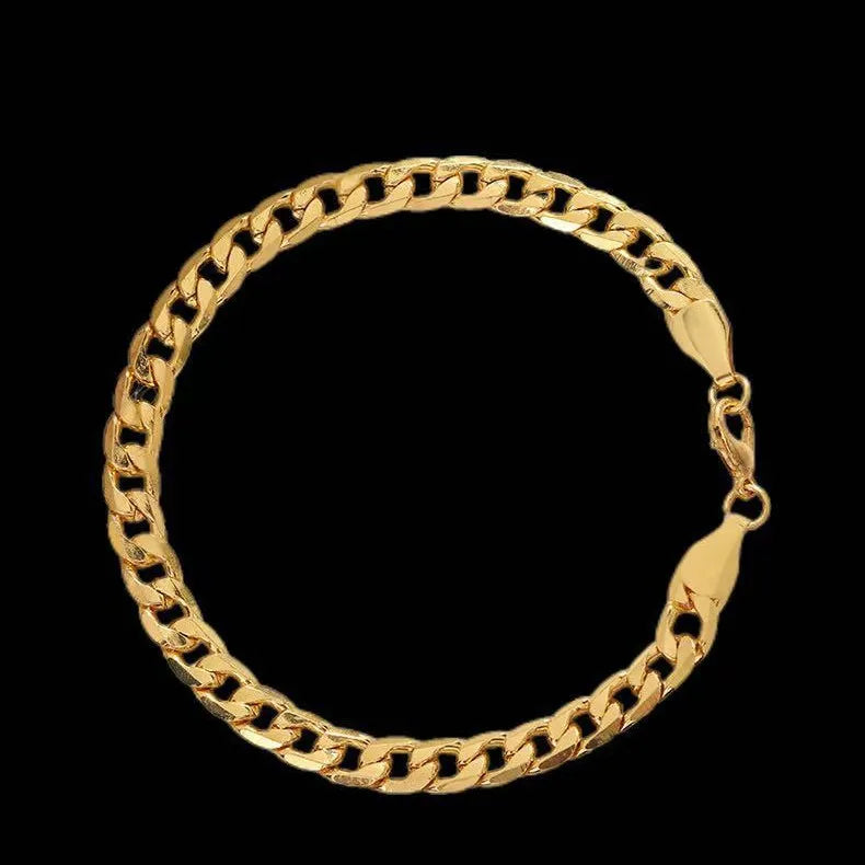 Luxury 24K 9999 Pure Gold real gold Men Women 6mm 8MM Necklace Cuban Chain Hip Hop Punk Necklace