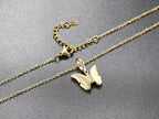 Iced Out Butterfly Pendant Necklace Stainless Steel