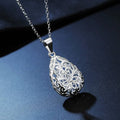 Pretty 925 Sterling silver Hollow water drop pendant necklaces for women fashion party wedding got engaged jewelry Couple gifts