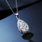 Pretty 925 Sterling silver Hollow water drop pendant necklaces for women fashion party wedding got engaged jewelry Couple gifts