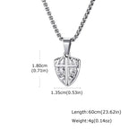 Vnox Men Shield Cross Necklace, Stainless Steel Protection Amulet Pendant Box Chain, Christian Faith Jewelry Gift for