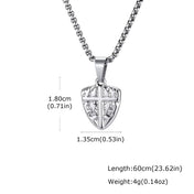 Shield Cross Amulet Pendant Box Chain — Stainless Steel