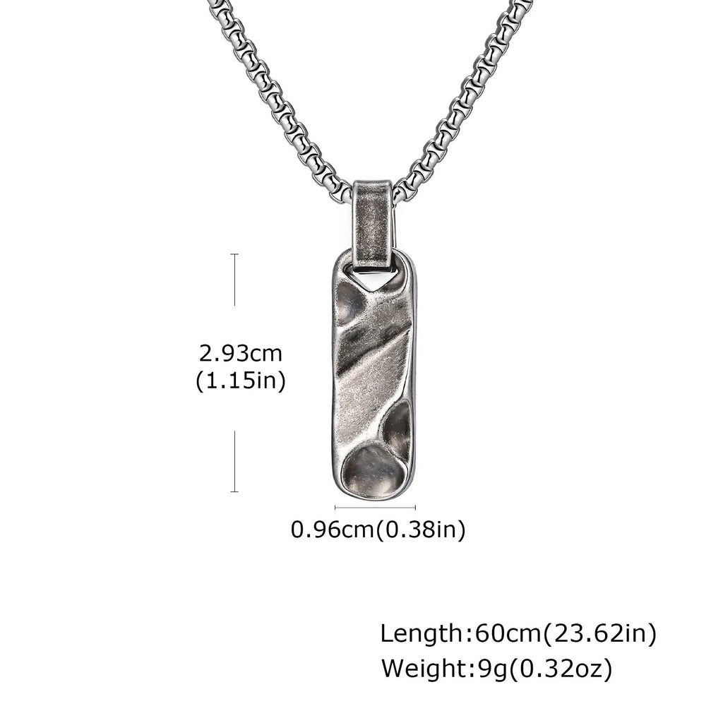 Small Dogtag Pendant Necklaces for Men Boys,Vintage Stainless Steel Hammered Texture Military Dog Tag Collar Gift