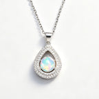 Opal Stone Pendant Necklace — Round 7mm Cabochon