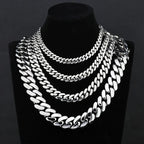 Gold Cuban Chain Necklace 10MM Smooth 18K