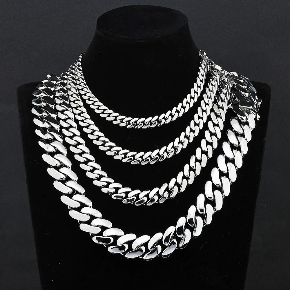 Gold Cuban Chain Necklace 10MM Smooth 18K