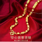 Twist Walnut Necklace Men's 24K Gold AU999 - Tough twist chain body, walnut for luxury, perfect for business parties