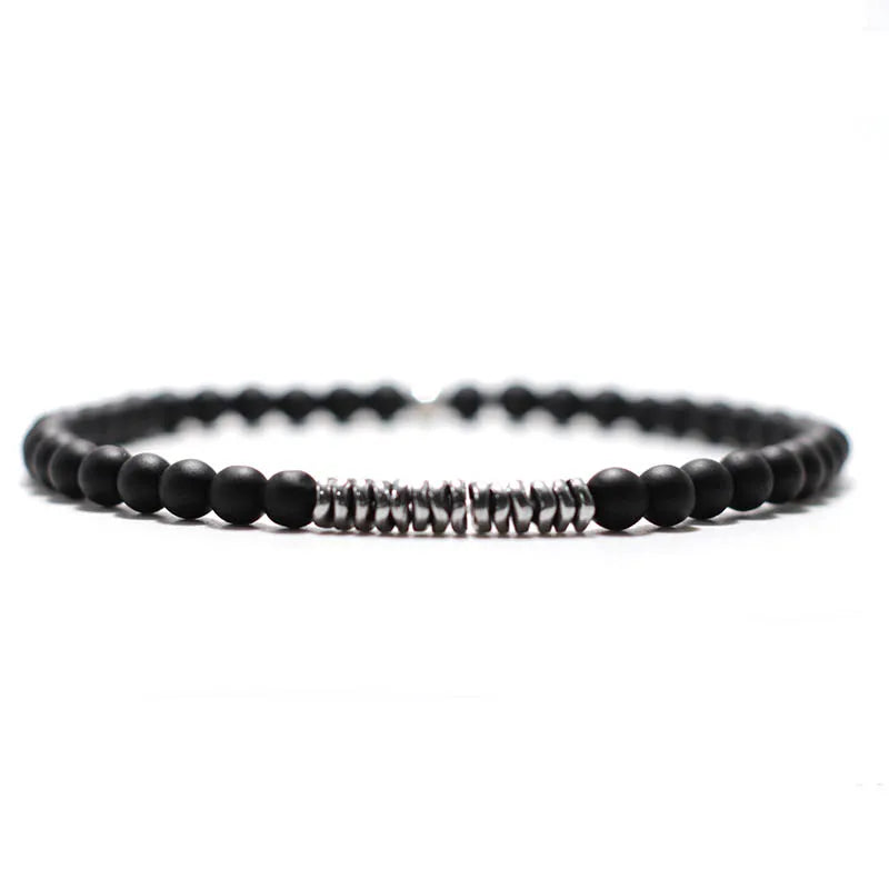 4mm Beach Bead Bracelet — Black-Tone