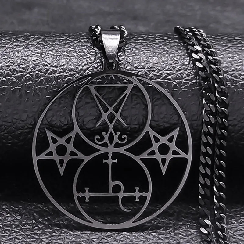 Lilith Sigil of Lucifer Pentagram Necklace — Stainless Steel