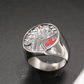 Templar Red Cross Signet Ring — Stainless Steel