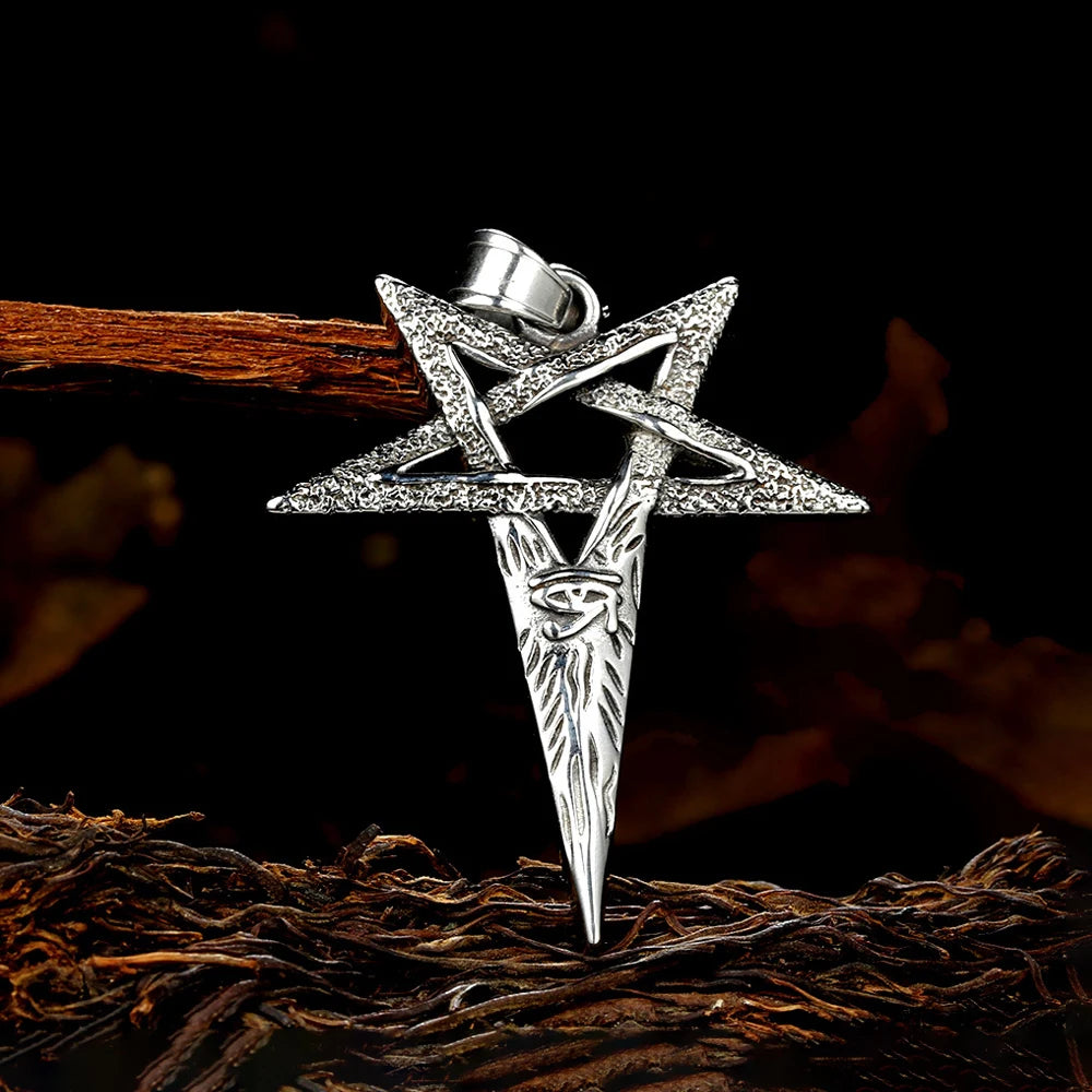 Devil Eye Pentagram Pendant Necklace — Stainless Steel
