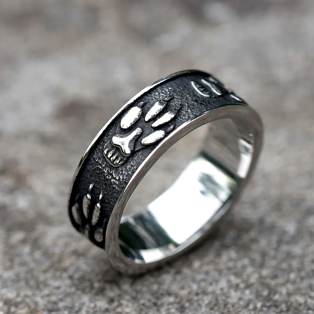 Viking Bear Paw Animal Ring — Stainless Steel