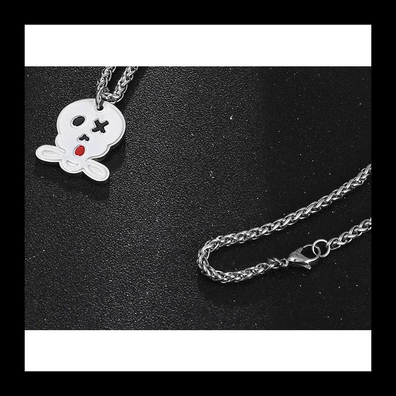 Skeleton Ghost Pendant Necklace — Stainless
