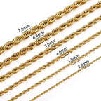 Hot Selling 2/3/4/5/6mm 316L Rope Chain Necklace Stainless Steel Never Fade Waterproof Choker Men Women Gold Color