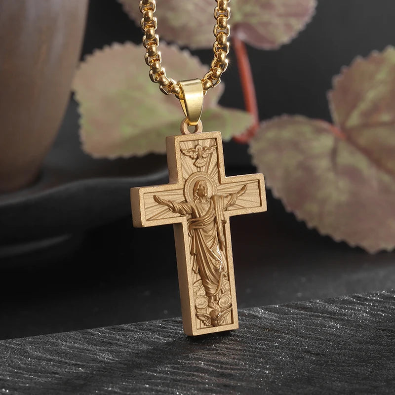 Vintage Catholic Cross Pendant Necklace — Amulet