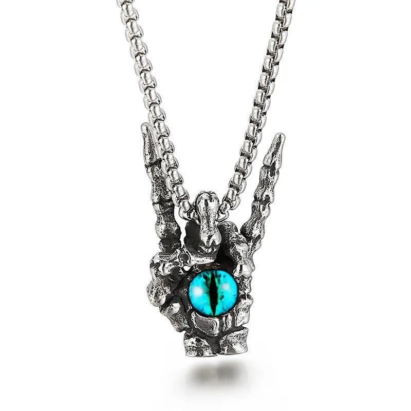 Silver Box Chain Pendant Necklace Victory Hand