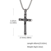 Gothic Skull Cross Pendant Necklace — Black Steel