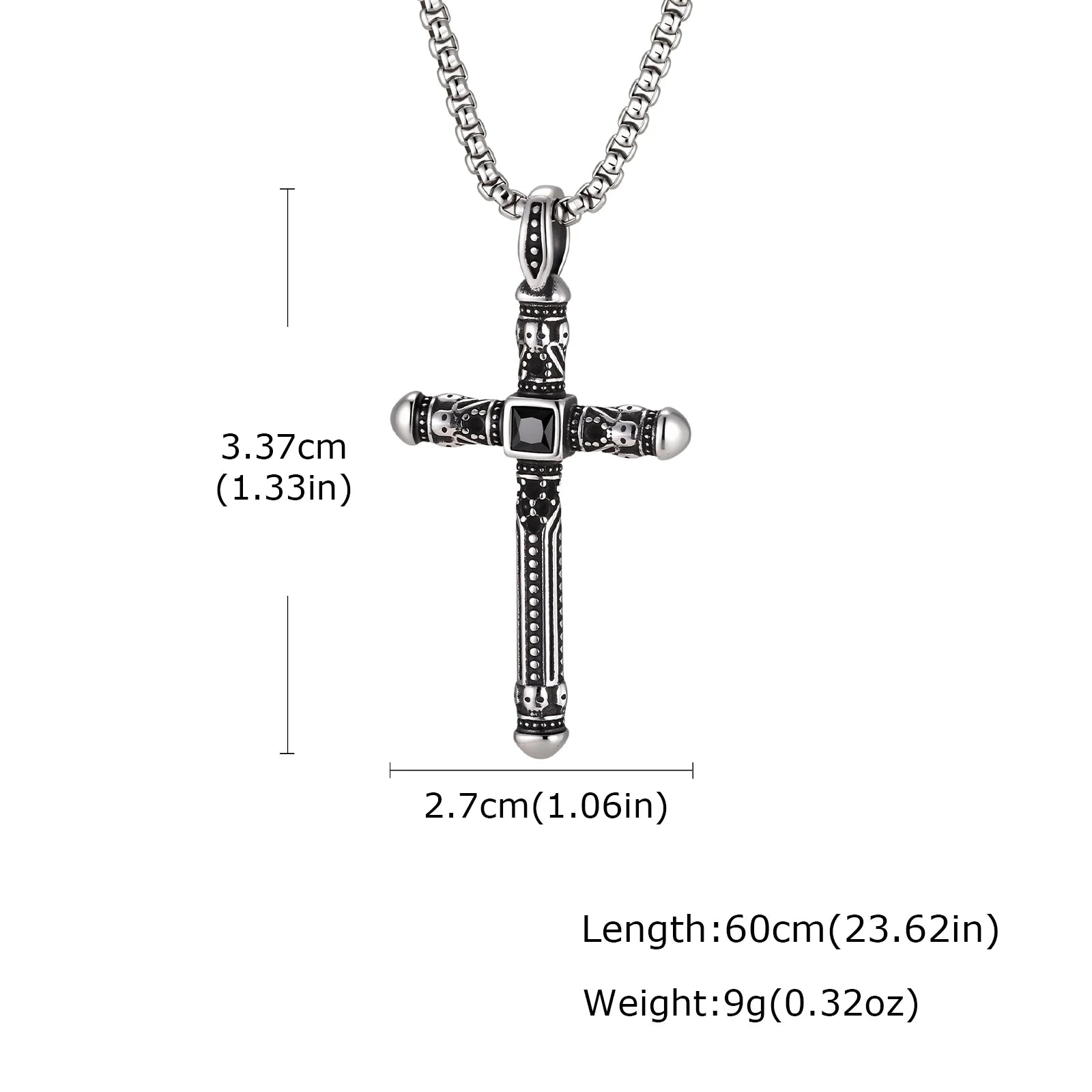 Gothic Skull Cross Necklace for Men, Stainless Steel Black Zircon Collar Necklace, Vintage Creative Hip Hop Jewelry