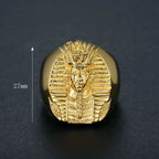 Megin D Stainless Steel Titanium Hip Hop Punk Egyptian Pharaoh Human Gold Color Rings for Men Women Couple Gift Fashion Jewelry
