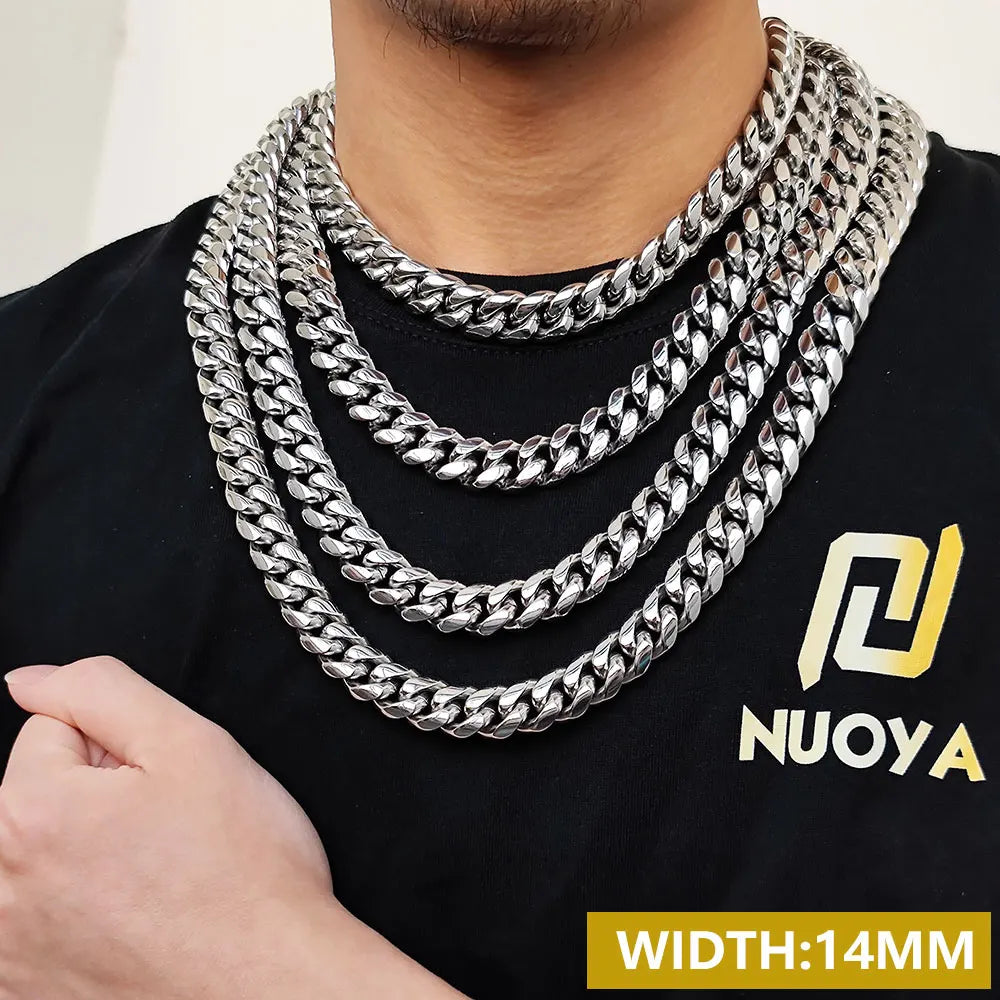 Stainless Steel Cuban Chain Necklace Miami 8/10/12MM