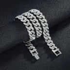 New High Quality 9MM Width Miami Cuban Chain Necklace For Men Women Hip Hop Iced Out Bling Charm Chains Necklace Fashion Jewelry