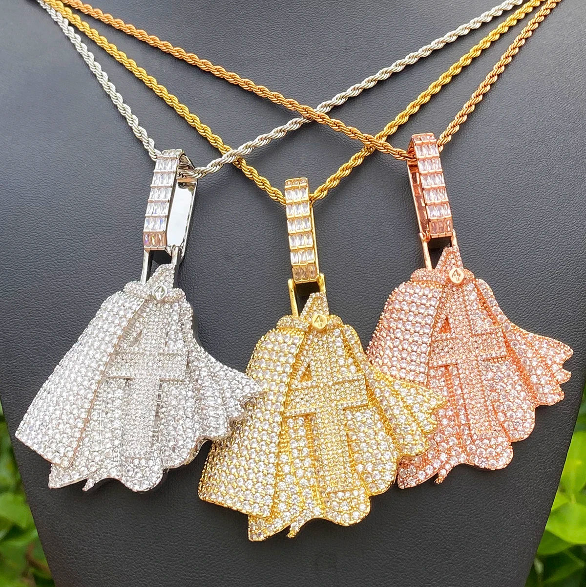 Aokaishen Iced Out Holleween Number 4 Necklace Pendant for Men 5A Cubic Zirconia Gold Plated Hip Hop Jewelry