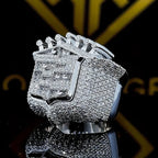 2025 New Men's 925 Sterling Silver Ring Vintage King Crown Iced Out Hip Hop Rings White Gold Plated Huge Punk Rapper