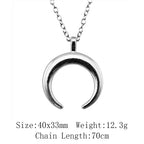 Witch Horn Crescent Moon Pendant — Stainless Steel