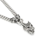 Curb Link Chain Men's Neck Necklaces for Man Gold Color Stainless Steel Wolf Head Man Pendant Necklace 65CM Long Viking