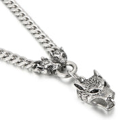 Wolf Head Gold Pendant Necklace — Viking