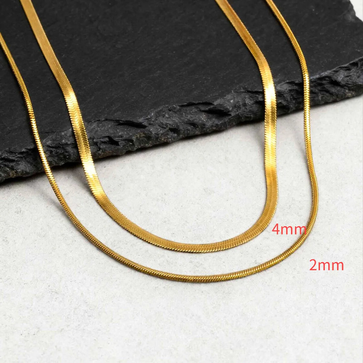 Two-Tone Snake Box Chain Necklace — Stainless Steel